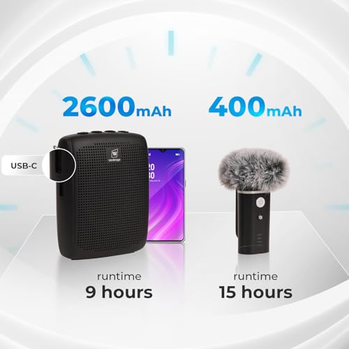 W WINBRIDGE WinBridge Wireless Voice Amplifier – Bluetooth Lapel Microphone with Speaker, Windproof Foam Compact & Portable, Clip-On Mic, Mini Megaphone for Teachers Presenters, Tour Guides,15W WB006 - Image 5