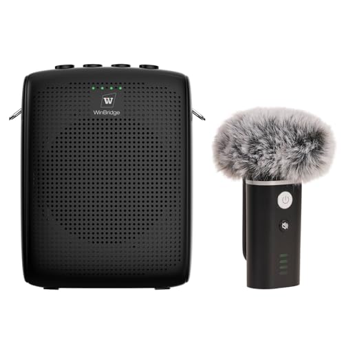 W WINBRIDGE WinBridge Wireless Voice Amplifier – Bluetooth Lapel Microphone with Speaker, Windproof Foam Compact & Portable, Clip-On Mic, Mini Megaphone for Teachers Presenters, Tour Guides,15W WB006 - Image 1