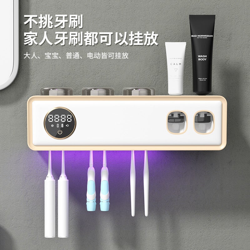 Toothbrush Holder Sterilizer Intelligent Drying Ultraviolet Sterilization Electric Non-Punch Wall-Mounted Brush Cup Shelf - Image 1