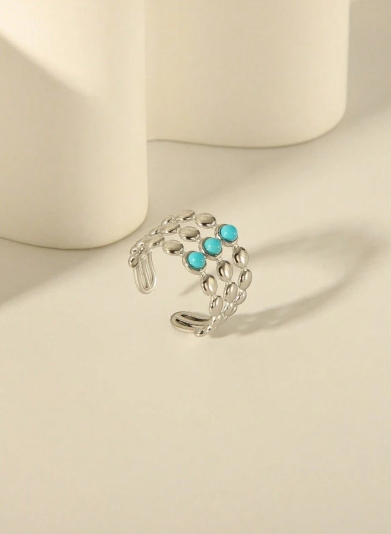 إيكوال خاتم نسائي من الاستانلس ستيل باللون الفضي انيق وعصري بمقاس موحد - Image 1