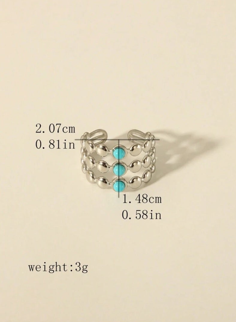 إيكوال خاتم نسائي من الاستانلس ستيل باللون الفضي انيق وعصري بمقاس موحد - Image 3