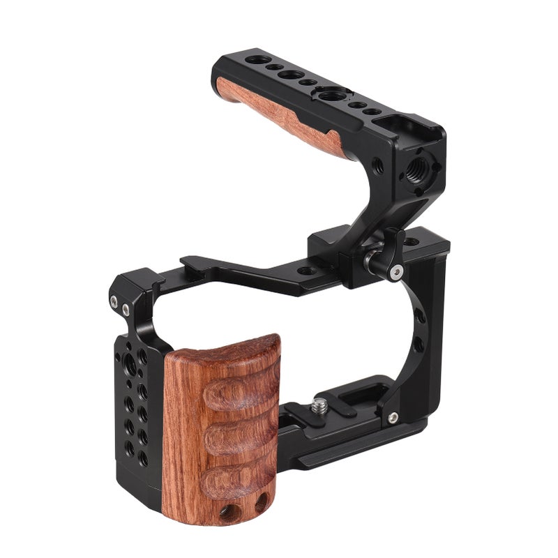 Camera Cage + Top Handle Kit Aluminum Alloy Video Cage with Cold Shoe Mount 1/4 Inch& 3/8 Inch Threads Replacement for Sony ZV-E10 Camera - Image 1