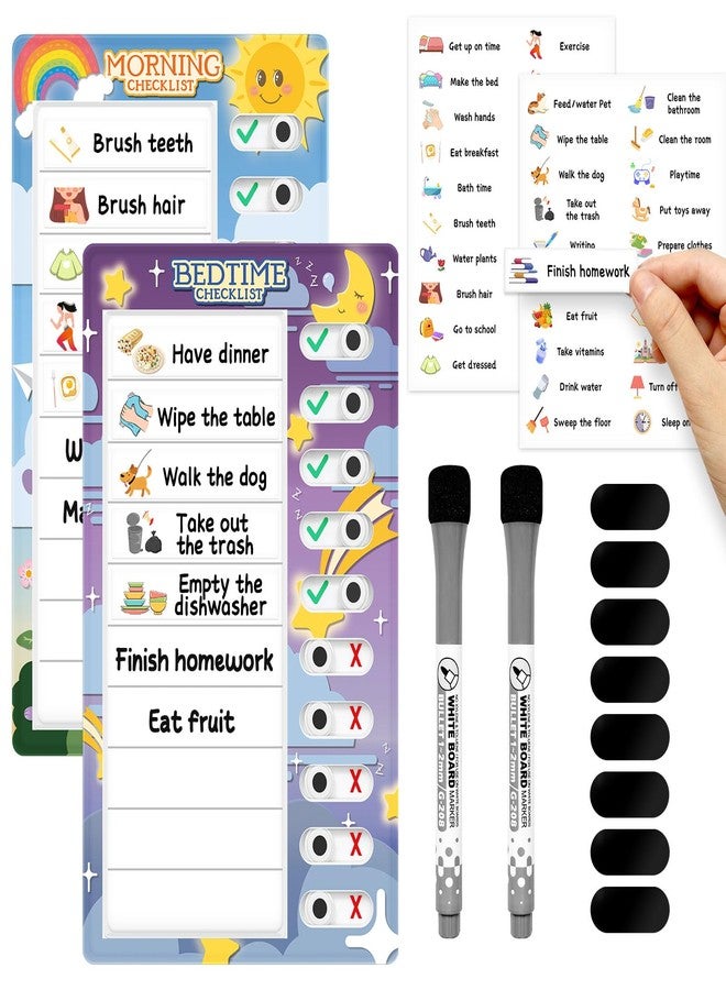 Tsytyst Chore Chart for Kids: Dry Erase to Do List, Morning/Bedtime Routine Chart, Magnetic Checklist, Toddler Visual Schedule, Daily Behavior Chart for Fridge - Image 1