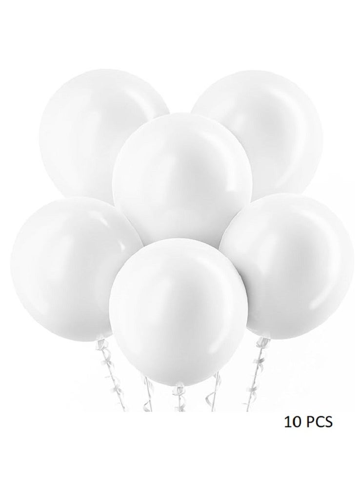 Boxwoods 10 Pcs Of Big Size White Helium Balloons 18 Inch For Birthday Bridal Shower And wedding Décor  - Image 1