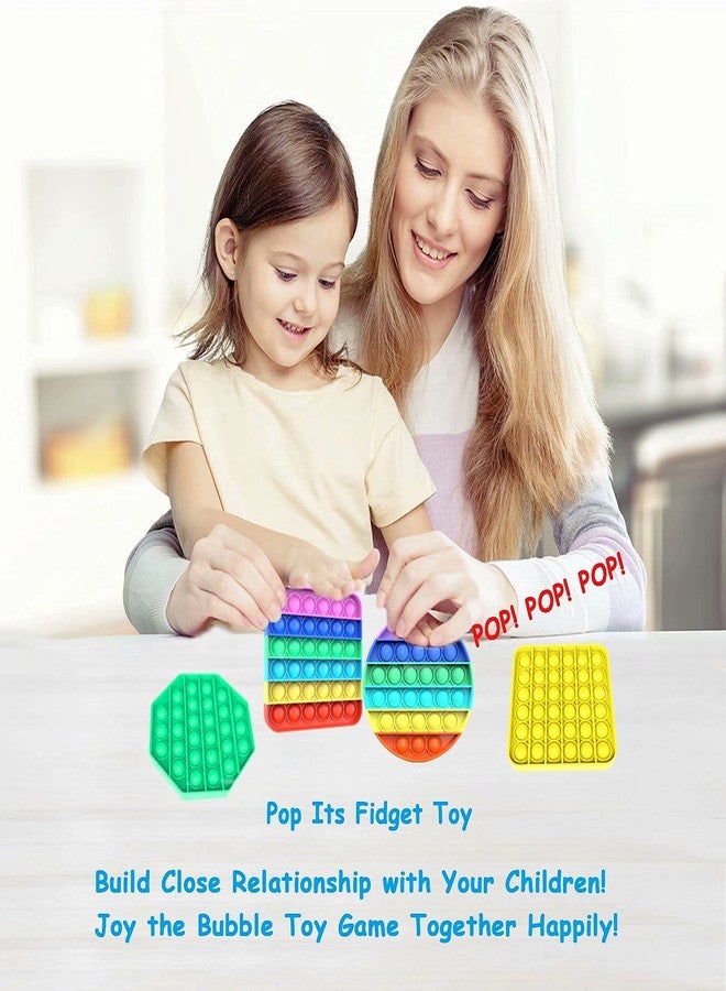 بي- بلس إنترناشونال لعبة P-PLUS INTERNATIONAL Pop it Fidget Toys المصنوعة من السيليكون، عبوة من قطعتين | لعبة حسية لتفريغ الطاقة من الفقاعات (قوس قزح، مربع + دائري) - Image 4