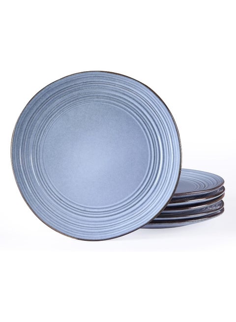 Twilight 6 Piece Handmade Small Dinner Plates in 8 inches, Perfect for Dessert and Appetizers, Scratch Resistant, Microwave & Dishwasher Safe, Blue