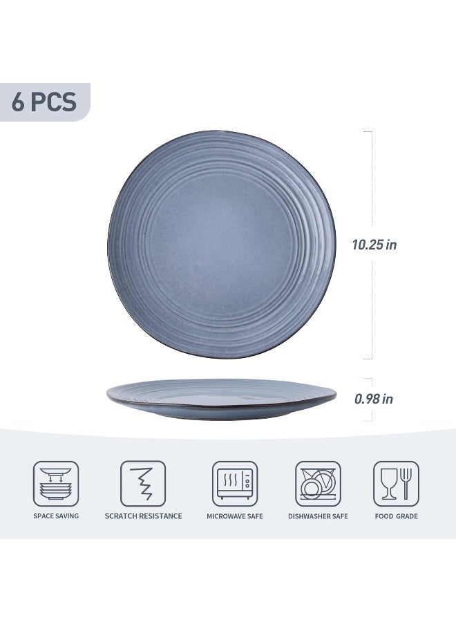 Twilight 6 Piece Handmade Small Dinner Plates in 8 inches, Perfect for Dessert and Appetizers, Scratch Resistant, Microwave & Dishwasher Safe, Blue