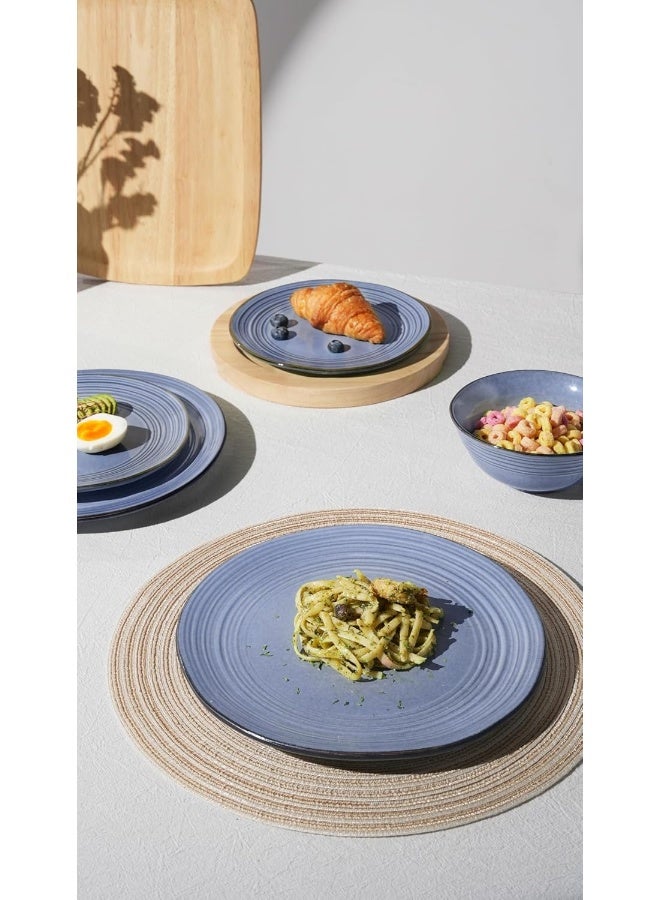 Twilight 6 Piece Handmade Small Dinner Plates in 8 inches, Perfect for Dessert and Appetizers, Scratch Resistant, Microwave & Dishwasher Safe, Blue
