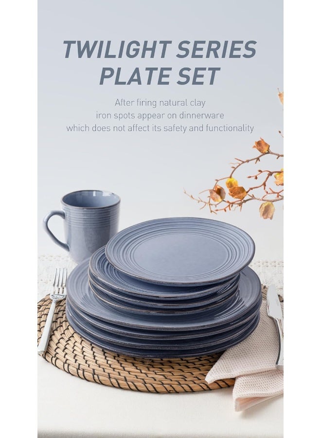 Twilight 6 Piece Handmade Small Dinner Plates in 8 inches, Perfect for Dessert and Appetizers, Scratch Resistant, Microwave & Dishwasher Safe, Blue