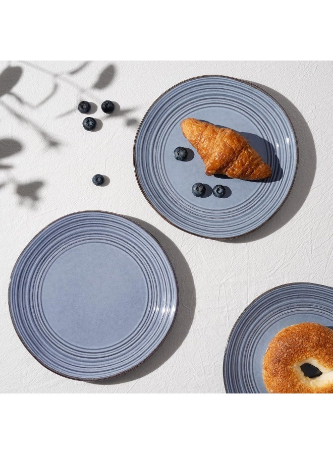 Twilight 6 Piece Handmade Small Dinner Plates in 8 inches, Perfect for Dessert and Appetizers, Scratch Resistant, Microwave & Dishwasher Safe, Blue