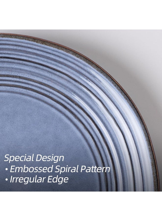 Twilight 6 Piece Handmade Small Dinner Plates in 8 inches, Perfect for Dessert and Appetizers, Scratch Resistant, Microwave & Dishwasher Safe, Blue