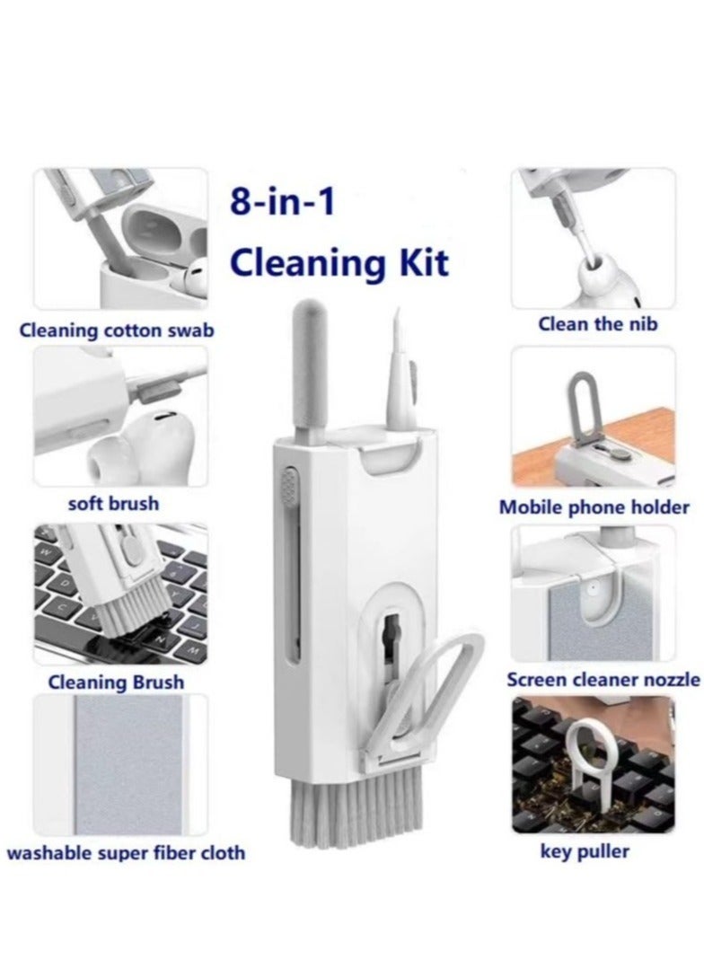 ELTRAZONE 8 in 1 Electronic Cleaner kit，Laptop Screen Keyboard Cleaner Kit, Brush Tool for Tablet, Computer, PC Monitor,TV Camera Lens ，Mobile Phone Holder. (White)  - Image 2