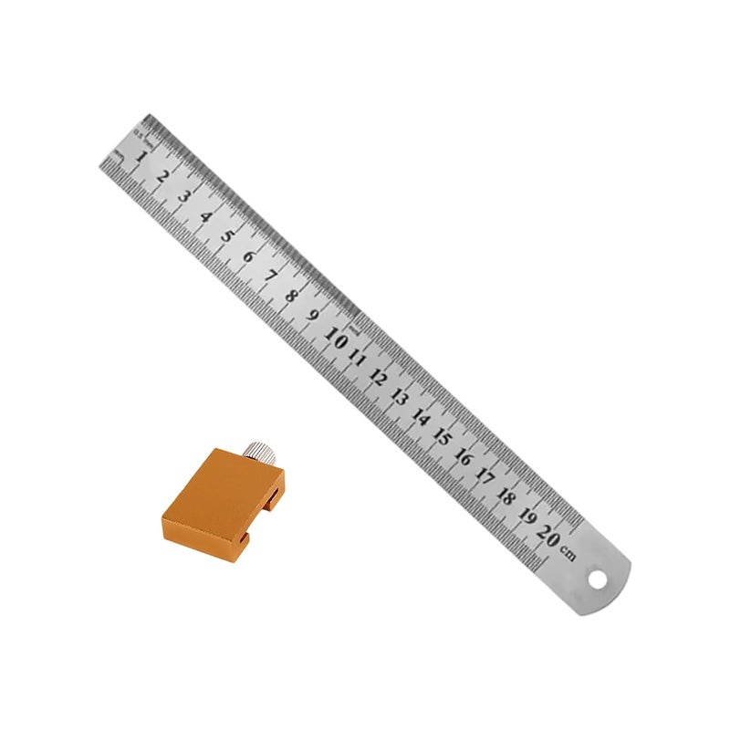 20cm Aluminum Woodworking Marking Ruler With Positioning Block Layout Measuring Tool - Image 4