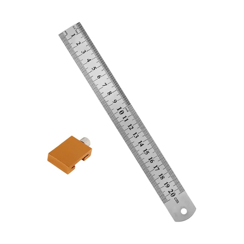 20cm Aluminum Woodworking Marking Ruler With Positioning Block Layout Measuring Tool - Image 2