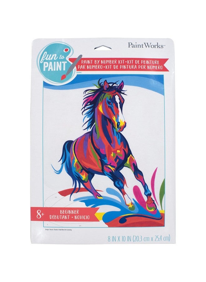 Dimensions PaintWorks Colorful Horse Paint by Number Kit for Kids and Adults, Finished Project 8" x 10", Multicolor 9 Piece - Image 1
