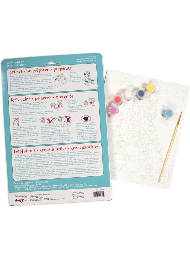 Dimensions PaintWorks Colorful Horse Paint by Number Kit for Kids and Adults, Finished Project 8" x 10", Multicolor 9 Piece - Image 3