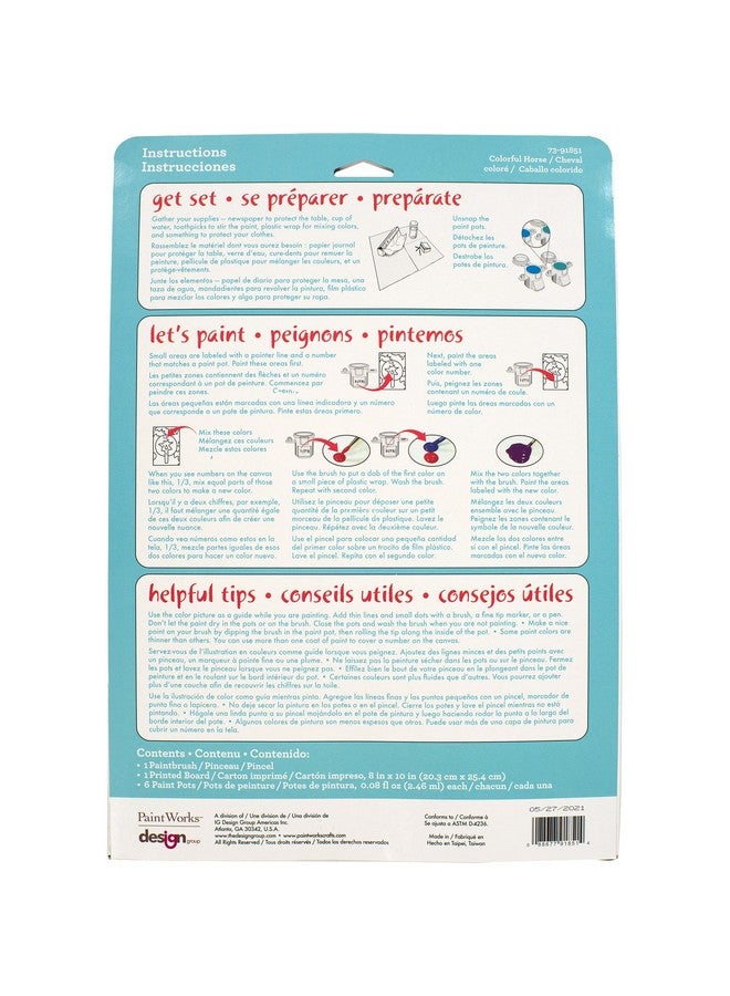 Dimensions PaintWorks Colorful Horse Paint by Number Kit for Kids and Adults, Finished Project 8" x 10", Multicolor 9 Piece - Image 2