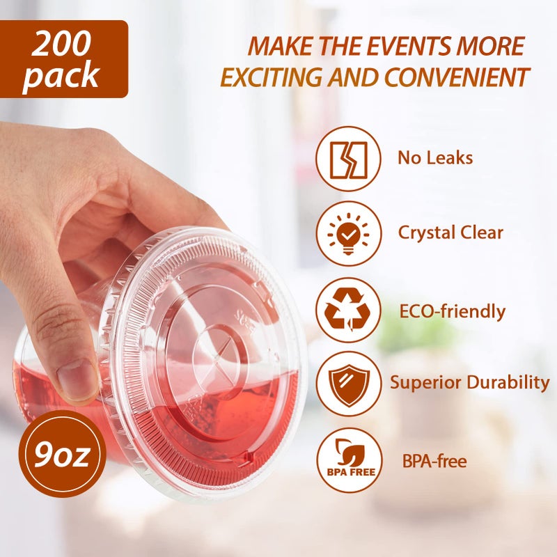 Lilymicky 200 PACK 9 oz Clear Plastic Cups with Flat Lids - Image 4