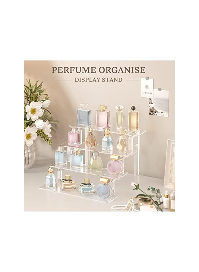 The Bros Acrylic Risers Display Stand 4 Tiered Clear Display Shelf for Small Collectibles, Perfume Organiser Holder Cupcake Dessert Stands Nail Polish Organizer Rack Acrylic Storage Shelves for Pop Figures - Image 4