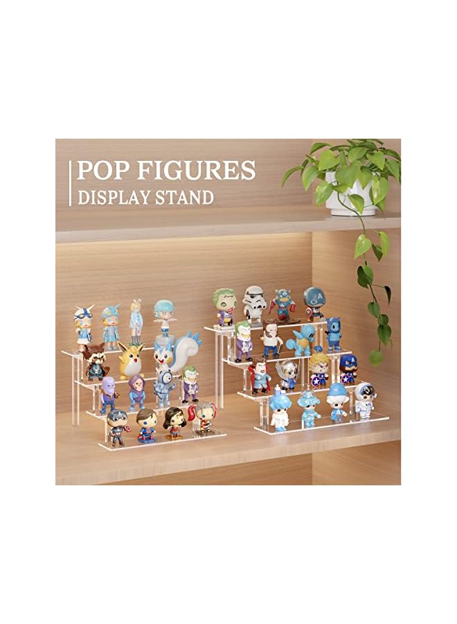 The Bros Acrylic Risers Display Stand 4 Tiered Clear Display Shelf for Small Collectibles, Perfume Organiser Holder Cupcake Dessert Stands Nail Polish Organizer Rack Acrylic Storage Shelves for Pop Figures - Image 3
