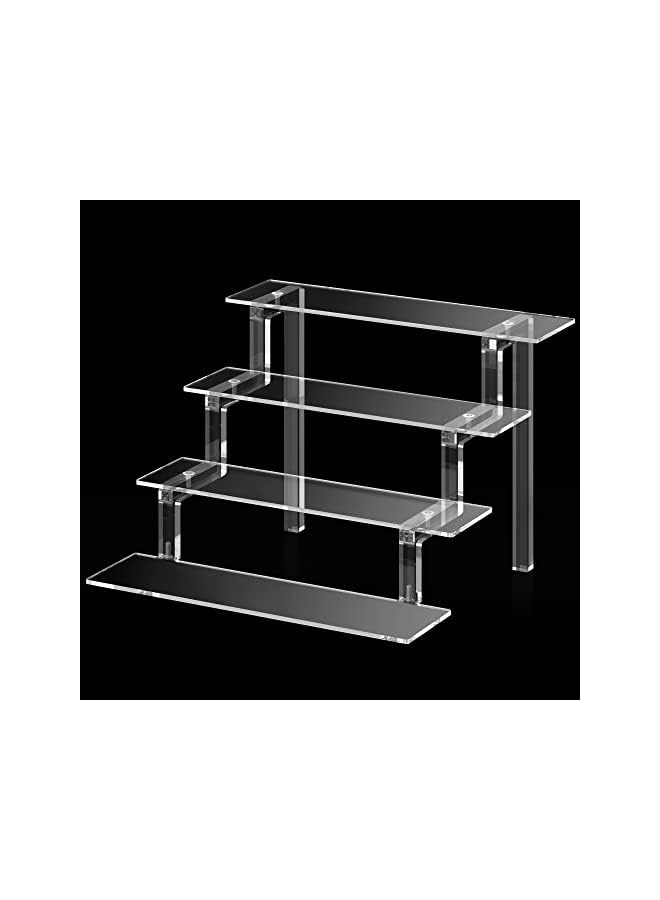 The Bros Acrylic Risers Display Stand 4 Tiered Clear Display Shelf for Small Collectibles, Perfume Organiser Holder Cupcake Dessert Stands Nail Polish Organizer Rack Acrylic Storage Shelves for Pop Figures - Image 2