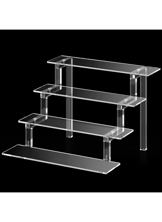 The Bros Acrylic Risers Display Stand 4 Tiered Clear Display Shelf for Small Collectibles, Perfume Organiser Holder Cupcake Dessert Stands Nail Polish Organizer Rack Acrylic Storage Shelves for Pop Figures - Image 1