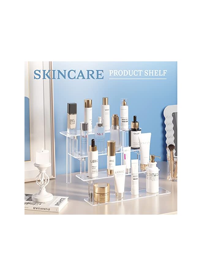 The Bros Acrylic Risers Display Stand 4 Tiered Clear Display Shelf for Small Collectibles, Perfume Organiser Holder Cupcake Dessert Stands Nail Polish Organizer Rack Acrylic Storage Shelves for Pop Figures - Image 5