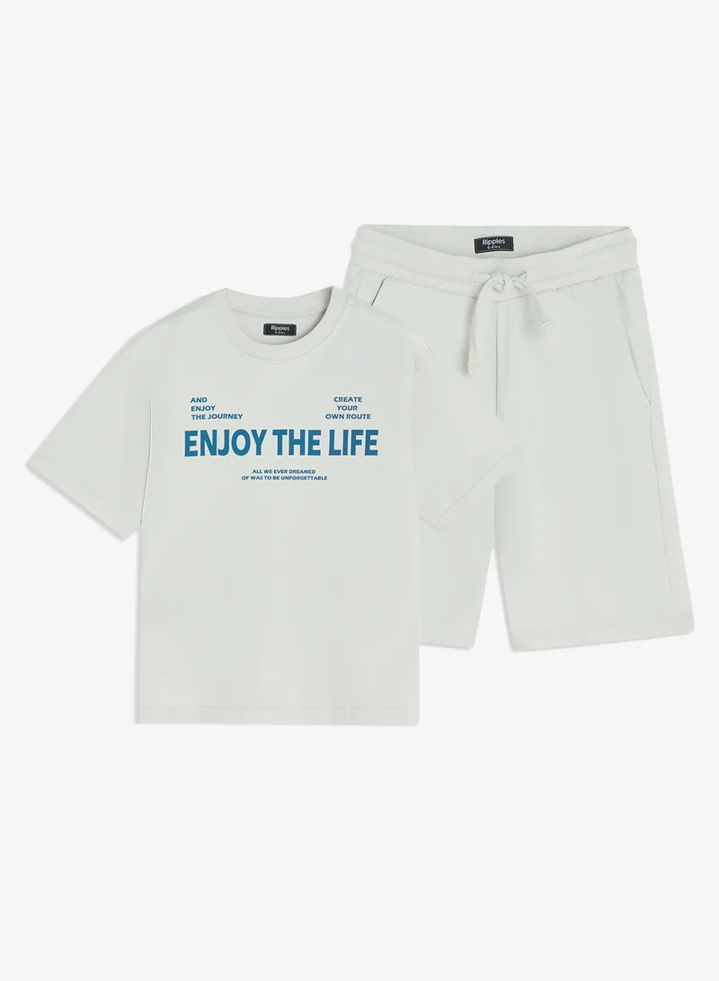 ريبلز مع نمشي Boys Drop Shoulder T-shirt & Shorts Set