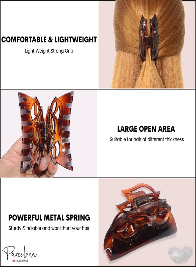 Parcelona French Leafy Medium Tortoise Shell Brown Celluloid Jaw Hair Claw Clip Clamp Clutcher for Fine Long Hair - Image 3