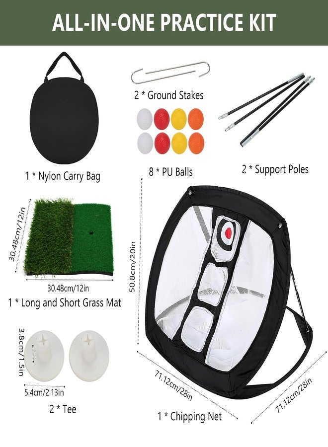 MFBJXC Pop-Up Golf Chipping Net Set with Mat & 8 Practice Balls- Professional Golf Chipping Practice Ideal for Indoor and Outdoor Training- - Gifts for Men, Golfers, Teenage Boys and Beginners - Image 2