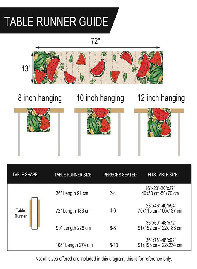 Seliem Hello Summer Watermelon Table Runner, Tropical Fruit Kitchen Dining Table Decor, Seasonal Burlap Home Decoration Indoor Outdoor Party Supply 13 x 72 Inch - Image 2