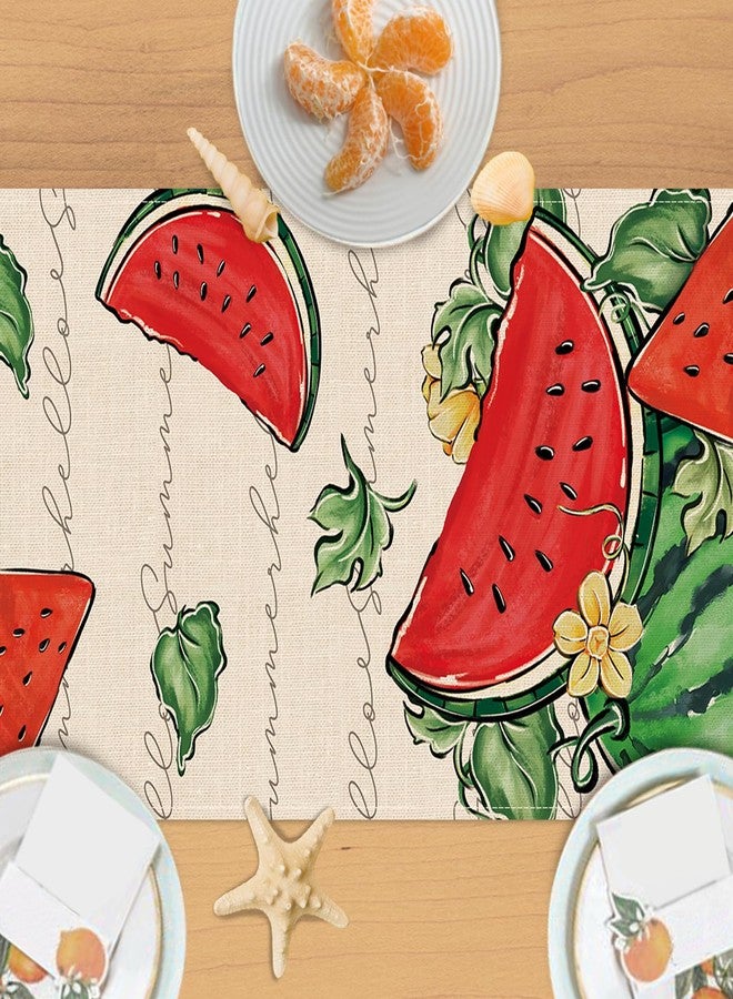 Seliem Hello Summer Watermelon Table Runner, Tropical Fruit Kitchen Dining Table Decor, Seasonal Burlap Home Decoration Indoor Outdoor Party Supply 13 x 72 Inch - Image 4