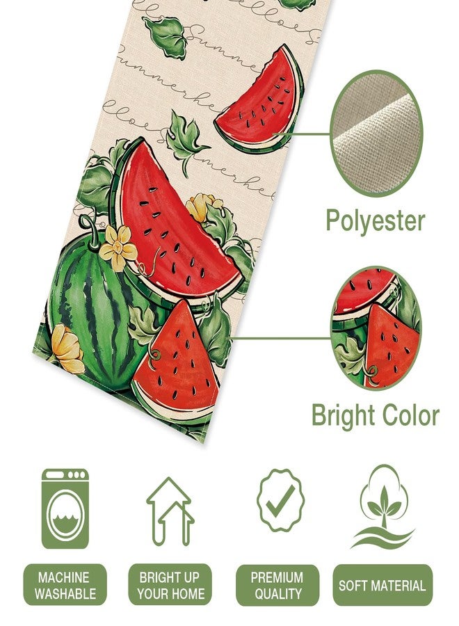 Seliem Hello Summer Watermelon Table Runner, Tropical Fruit Kitchen Dining Table Decor, Seasonal Burlap Home Decoration Indoor Outdoor Party Supply 13 x 72 Inch - Image 3