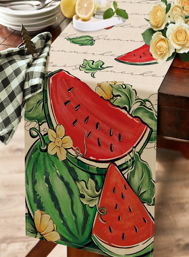 Seliem Hello Summer Watermelon Table Runner, Tropical Fruit Kitchen Dining Table Decor, Seasonal Burlap Home Decoration Indoor Outdoor Party Supply 13 x 72 Inch - Image 5