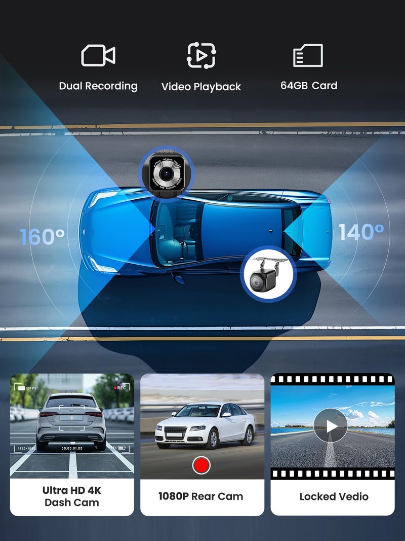 Jzones Portable CarPlay Screen for Car, 9'' Wireless Apple CarPlay & Android Auto Screen for Car, 4K Dash Cam, 1080P Backup Camera, GPS Navigation/Bluetooth/FM/Siri Voice Control for All Vehicles - Image 5
