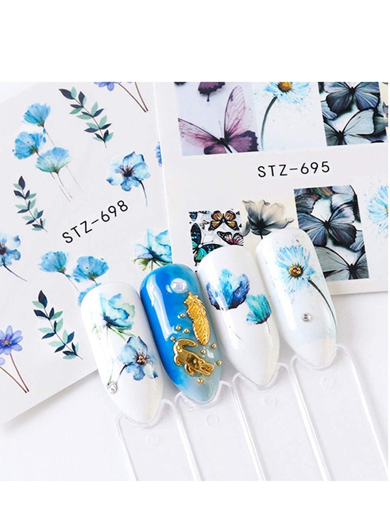 Nail Stickers for Art Flowers erfly Water Transfer Decals Decorations for Supply Watermark DIY Colorful Foils for Nails Design Manicure Tips - Image 5