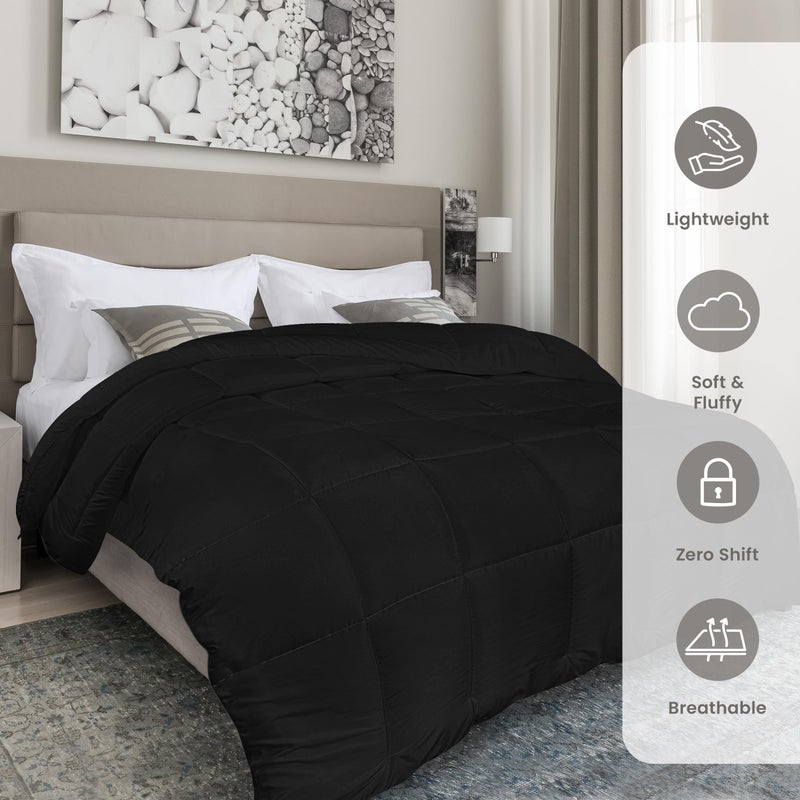 Utopia Bedding Comforters King Size, All Season Duvet Insert, Down Alternative Box Stitched Bed Comforter with Corner Tabs, Machine Washable (Black) - Image 3