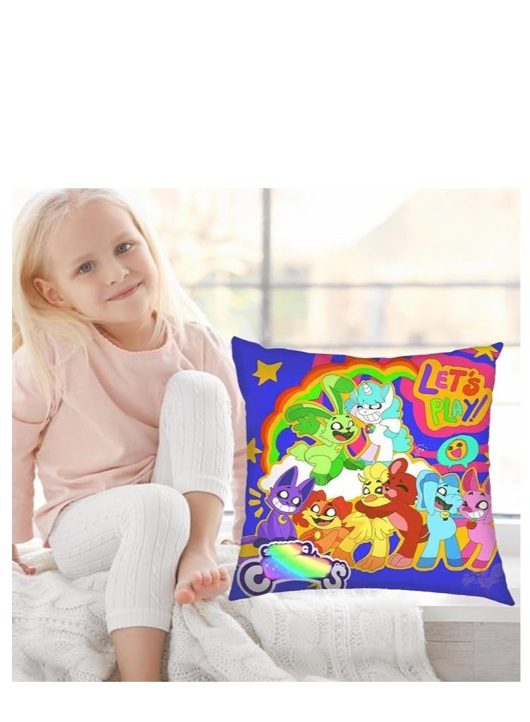 XiuWoo أغطية وسائد رمي مخلوقات مبتسمة، غطاء غطاء وسادة مربع، مخلوقات مبتسمة كرتونية محيطية، أغطية وسائد حيوانات غطاء وسادة للأريكة والسيارة وغرفة النوم وديكور المنزل - Image 2