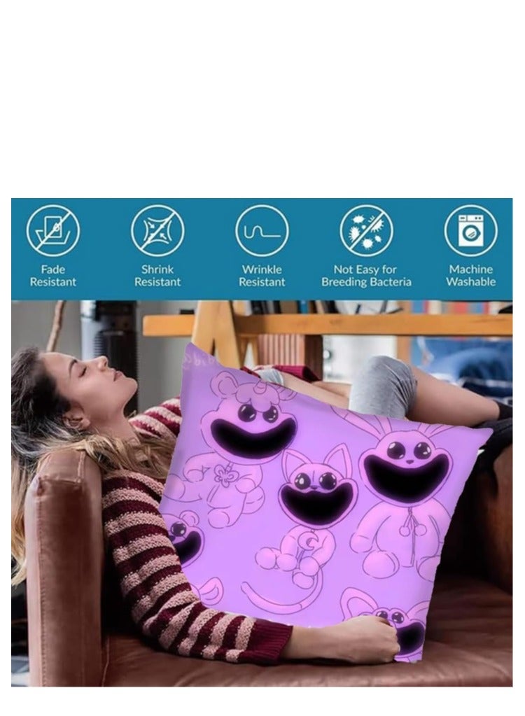 XiuWoo أغطية وسائد رمي مخلوقات مبتسمة، غطاء غطاء وسادة مربع، مخلوقات مبتسمة كرتونية محيطية، أغطية وسائد حيوانات غطاء وسادة للأريكة والسيارة وغرفة النوم وديكور المنزل - Image 3