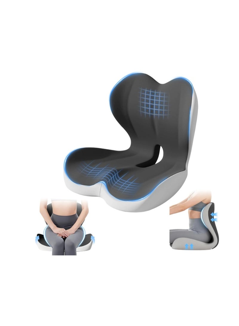 BLYPHOO Seat Cushion Lumbar Support Pillow, BLYPHOO Memory Foam Chair Cushion, Ergonomic Coccyx Cushion for Office Chair Car, Tailbone Pain Relief, Back Tailbone Support, Removable Cover - Image 1