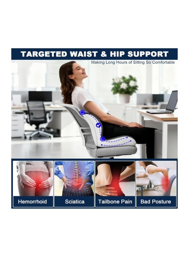 BLYPHOO Seat Cushion Lumbar Support Pillow, BLYPHOO Memory Foam Chair Cushion, Ergonomic Coccyx Cushion for Office Chair Car, Tailbone Pain Relief, Back Tailbone Support, Removable Cover - Image 4