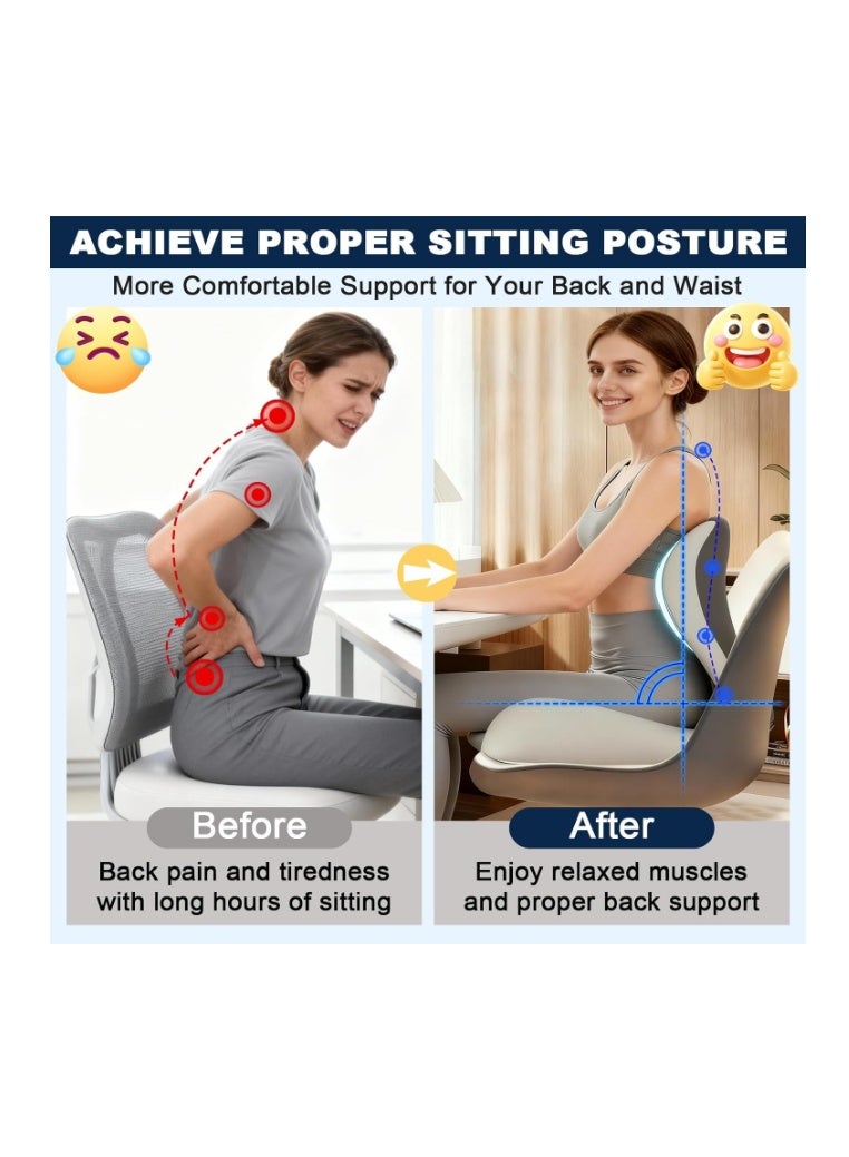 BLYPHOO Seat Cushion Lumbar Support Pillow, BLYPHOO Memory Foam Chair Cushion, Ergonomic Coccyx Cushion for Office Chair Car, Tailbone Pain Relief, Back Tailbone Support, Removable Cover - Image 5