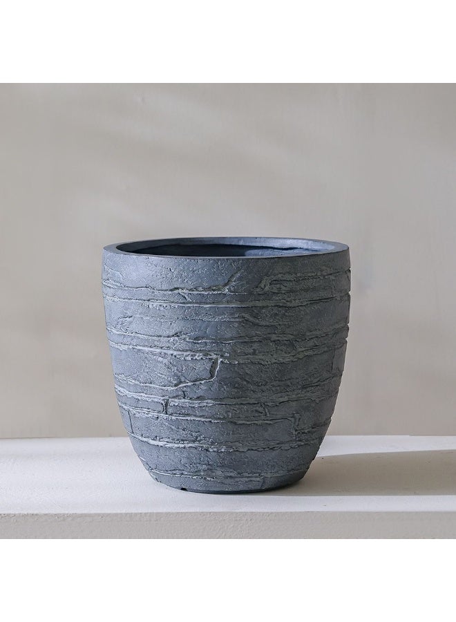 DANUBE HOME Fibre Clay Pots with Brick Texture – Lightweight, Weather-Resistant Fiber Clay Pot for Indoor & Outdoor Use; Rustic Urban Look Perfect for Homes & Gardens- 31.5X31.5X29.5 Cm - Image 1