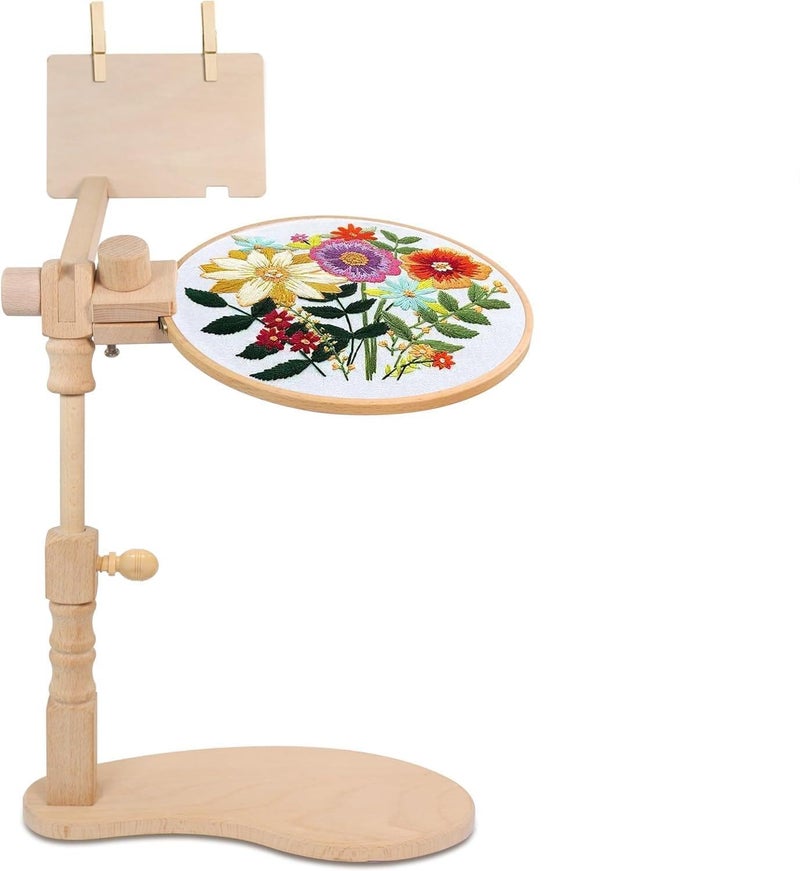 guofa Embroidery Hoop Stand Hands Free Cross Stitch Stand for LapOvals 360 Adjustable Wooden Holder for Cross Stitch Craft Needlework - Image 2