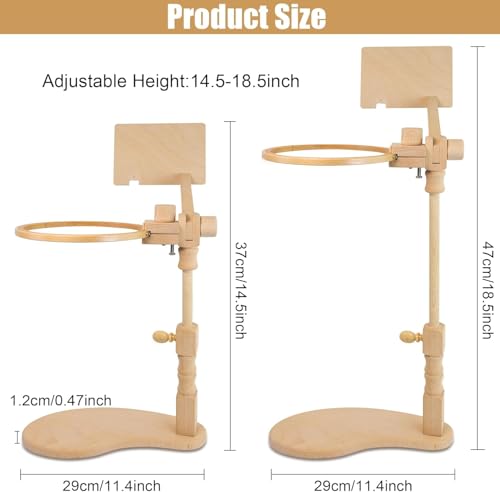 guofa Embroidery Hoop Stand Hands Free Cross Stitch Stand for LapOvals 360 Adjustable Wooden Holder for Cross Stitch Craft Needlework - Image 3