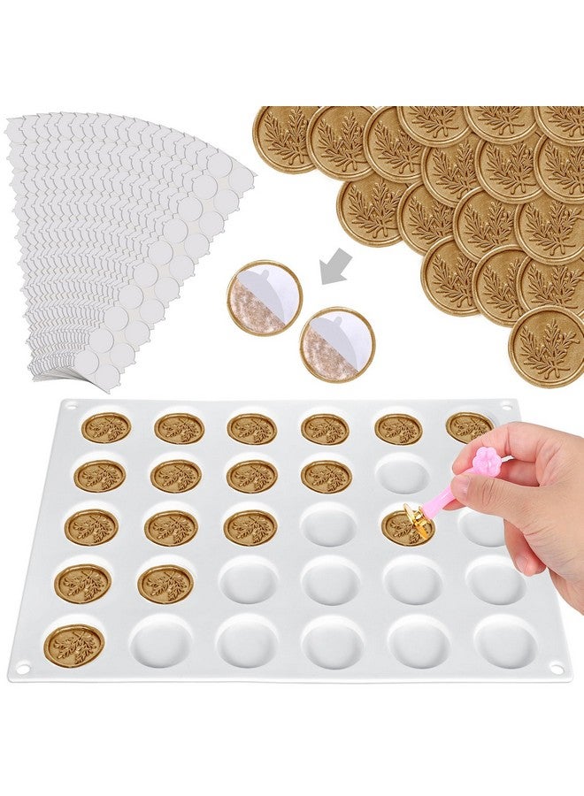 Prudiut Wax Seal Mold Kit For Wax Seal Stamp 360 Pcs Double Sided Adhesive Wax Seal Stickers And 30Cavity Wax Seal Mold For Making Envelopes And Invitation Letter - Image 1