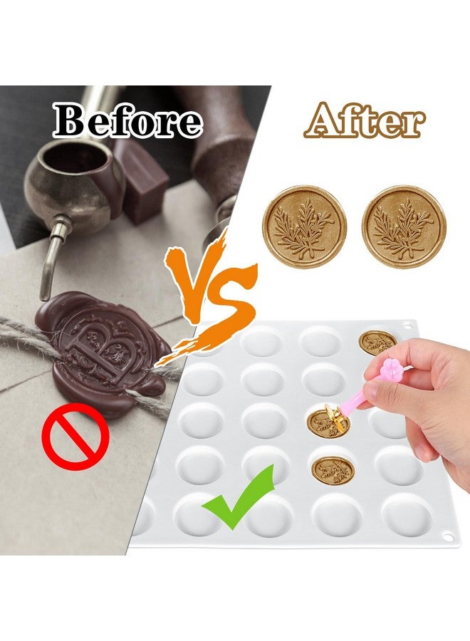 Prudiut Wax Seal Mold Kit For Wax Seal Stamp 360 Pcs Double Sided Adhesive Wax Seal Stickers And 30Cavity Wax Seal Mold For Making Envelopes And Invitation Letter - Image 3