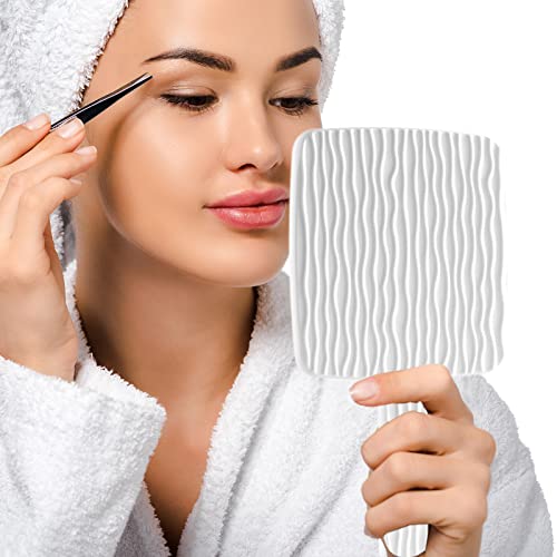 Jasefa Hand Mirror, Handheld Mirror with Handle for Makeup, Portable Cute Hand held Mirror for Shaving, Travel Men & Women(White) - Image 2