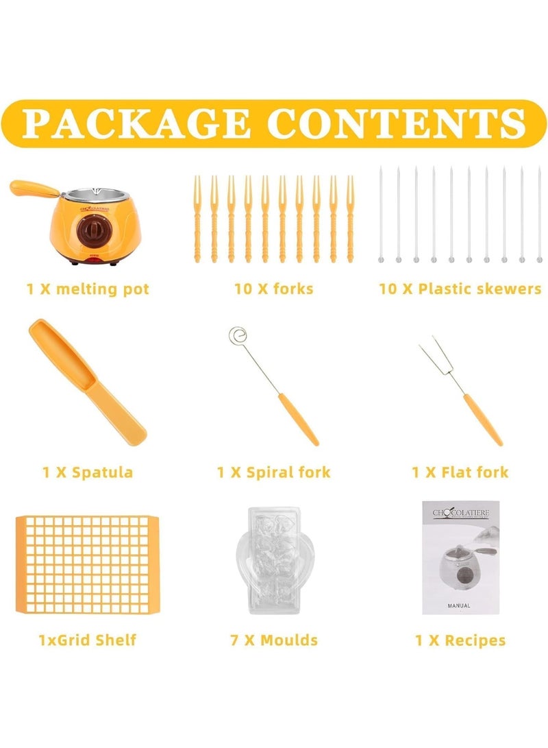 موثوقية التنبؤ طقم فوندو الذوبان، وعاء ذوبان الشوكولاتة الكهربائي، نافورة فوندو الشوكولاتة، آلة تسخين شوكولاتة الحليب، الجبن، الزبدة، الحلوى (أصفر) - Image 3