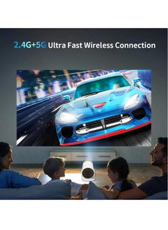 JAJEEK Mini Projector, Portable 4K/200 Projector with 2.4/5G WiFi & Bluetooth, Auto Keystone Correction, 40"-130" Screen, 180° Flip, Compact Round Design Movie Projector (White) for Home, Outdoor, Office, and Entertainment  - Image 2